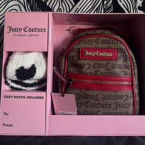Juicy Couture Brown and Red Backpack with Socks